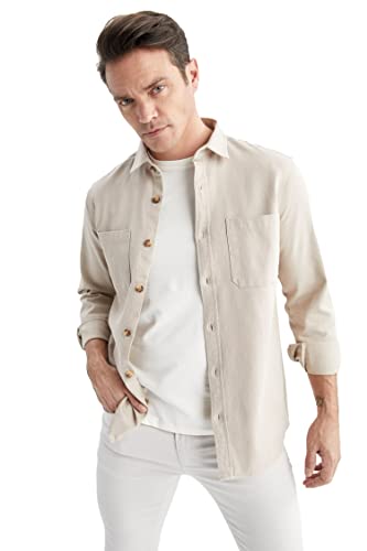 DeFacto Herren W7830AZ Tunic Shirt, BEIGE, L von DeFacto