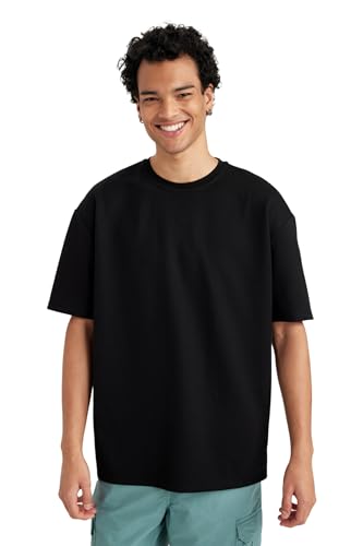 DeFacto Herren X3926AZ T-Shirt, Black, XS von DeFacto