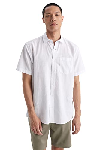 DeFacto Herren Z3511AZ Tunic Shirt, White, S von DeFacto