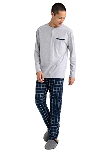 DeFacto Herren Z6566AZ Pajama Set, Grey Melange, XXL von DeFacto