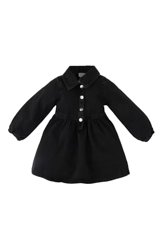 DeFacto Jeanskleid, Süße Jean Kleider für Baby-Mädchen, Bezauberndes Kleid Baby Mädchen, Vielseitige Auswahl an Mädchen Kleider,Anthra,12-18 Monate von DeFacto