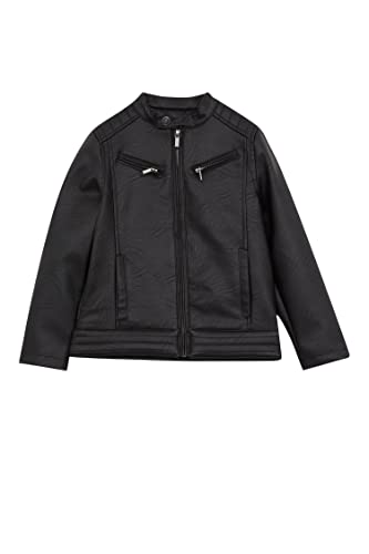 DeFacto JungenLederjacke Für Freizeitkleidung Lederjacke für Junge für Oberbekleidung Black,4/5 Y von DeFacto