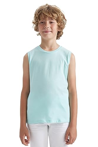 DeFacto Kinder Jungen Tank Top - Stylisches und bequemes Ärmelloses Shirt für aktive Kids,Aqua,10-11 Jahre von DeFacto