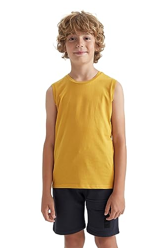 DeFacto Kinder Jungen Tank Top - Stylisches und bequemes Ärmelloses Shirt für aktive Kids,Gelb,7-8 Jahre von DeFacto