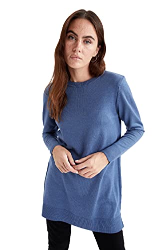 DeFacto Lang Hemden mit Langarm Tunic Hemden D.Blue,XL von DeFacto