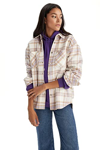 DeFacto Lang Hemden mit Langarm Tunic Hemden LT.Lilac,M von DeFacto