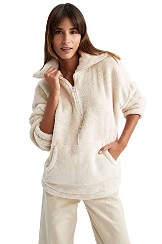 DeFacto Langarm Pullover Damen - Rundhalsausschnitt Sweatshirt für DamenLT.Stone,M von DeFacto