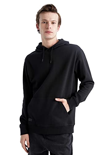 DeFacto Langarm Pullover Herren - Rundhalsausschnitt Sweatshirt für HerrenBLACK,XXL von DeFacto