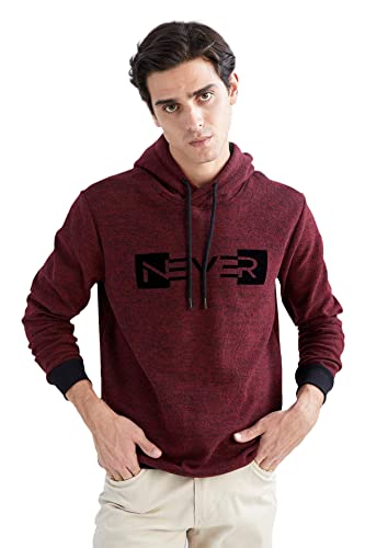 DeFacto Langarm Pullover Herren - Rundhalsausschnitt Sweatshirt für HerrenBORDEAUX,M von DeFacto