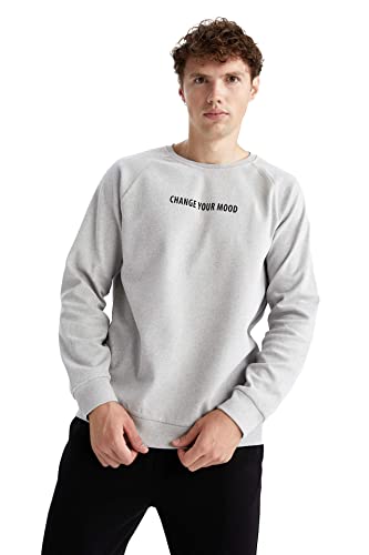 DeFacto Langarm Pullover Herren - Rundhalsausschnitt Sweatshirt für HerrenGREY Melange,S DeFacto Langarm Pullover Herren - Rundhalsausschnitt Sweatshirt für HerrenGREY Melange,S von DeFacto