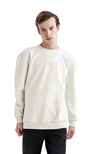 DeFacto Langarm Pullover Herren - Rundhalsausschnitt Sweatshirt für HerrenSTONE,XL von DeFacto