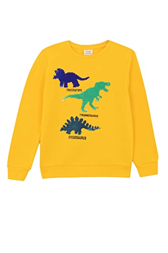 Defacto Langarm Pullover Jungen - Rundhalsausschnitt Sweatshirt für JungenYELLOW,3/4 Y von DeFacto