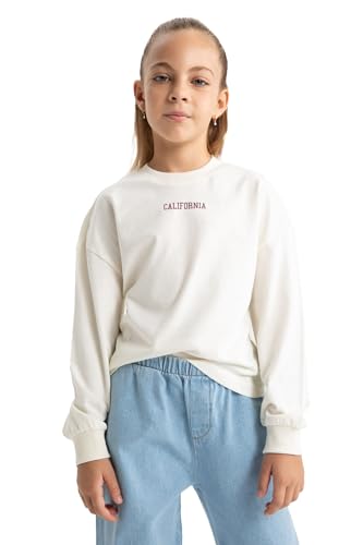 DeFacto Langarmshirt für Mädchen - Modische Langarmshirts für Mädchen - Stilvolle Vielfalt für jeden Anlass, Mädchen Langarmshirts von DeFacto Regular Fit Crew Neck von DeFacto