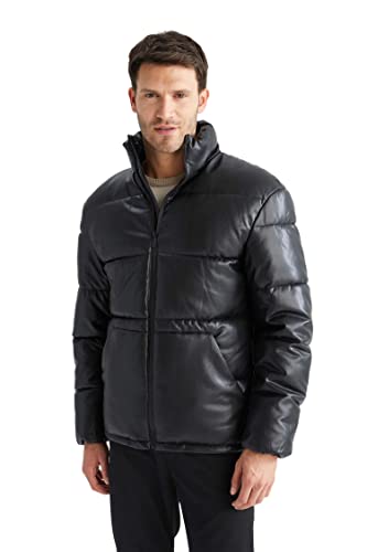 DeFacto Lederjacke Für Freizeitkleidung LederMantel für Herren für Oberbekleidung Black,XL von DeFacto