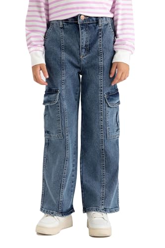 DeFacto Mädchen Jeans für Teenager - Trendige Mädchen Jeanshosen Cargohosen Wideleg Cargo von DeFacto