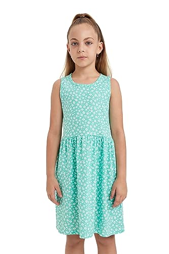 DeFacto Mädchen Kleid - Modisches Kleid für stilbewusste Mädchen,Grün,5-6 Jahre von DeFacto