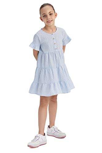 DeFacto Mädchen X2353a6 Dress, Blau, 5-6 Jahre EU von DeFacto