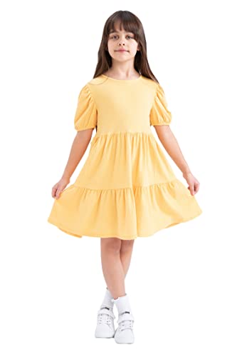 DeFacto Mädchen Z4935a6 Dress, Gelb, 8-9 Jahre EU von DeFacto