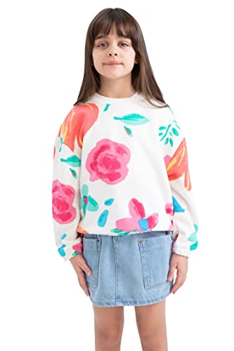 DeFacto Mädchen Z5597a6 Sweatshirt, Ecru, 7-8 Jahre EU von DeFacto