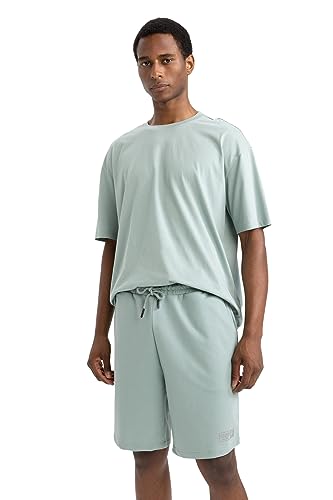 DeFacto Men's A1624AX T-Shirt, LT.Green, Large von DeFacto