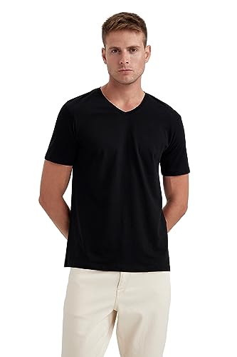 DeFacto Men's B0646AX T-Shirt, Black, S von DeFacto