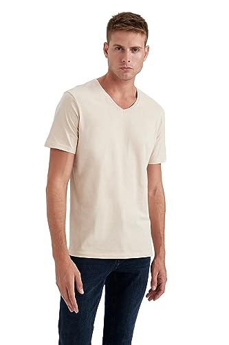 DeFacto Men's B0646AX T-Shirt, LT.BEIGE, L DeFacto Men's B0646AX T-Shirt, LT.BEIGE, L von DeFacto