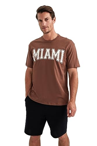 DeFacto Men's B0656AX T-Shirt, Brown, XL DeFacto Men's B0656AX T-Shirt, Brown, XL von DeFacto