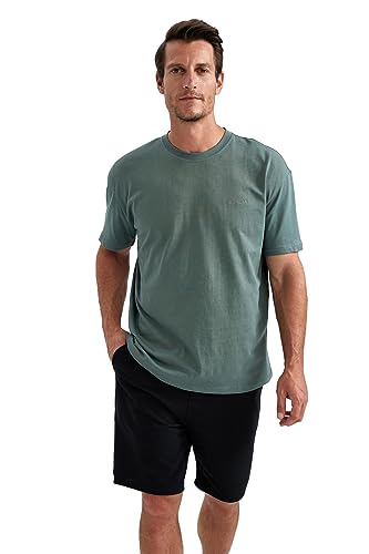 DeFacto Men's B0662AX T-Shirt, Green, XXL von DeFacto