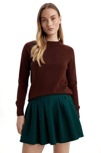 DeFacto Pullover Damen Langarm Blusen & Tuniken - Pullover Damen Winter Sweater Regular Fit Crew Neck von DeFacto