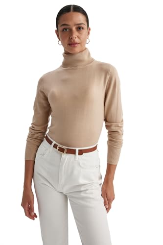 DeFacto Pullover Damen Langarm Blusen & Tuniken - Pullover Damen Winter Sweater Regular Fit Turtle Neck von DeFacto