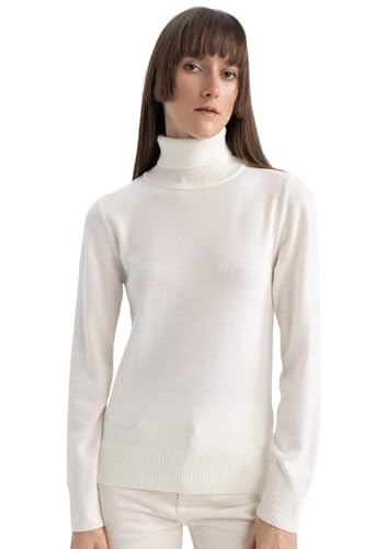 DeFacto Pullover Damen Langarm Blusen & Tuniken - Pullover Damen Winter Sweater Regular Fit Turtle Neck von DeFacto