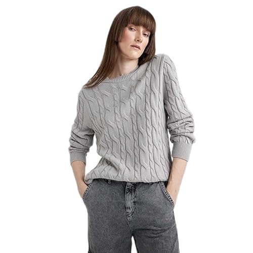 DeFacto Pullover Damen Langarm Blusen & Tuniken - Pullover Damen Winter Sweater Relax Fit Crew Neck von DeFacto