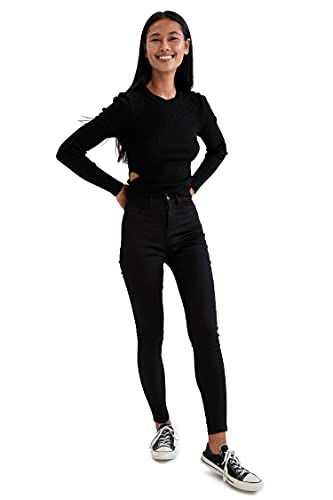 DeFacto Pullover Normal Passform für Damen - Rollkragenpullover Pulli für Oberteile Damen Black,S von DeFacto