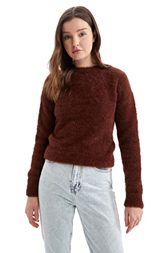 DeFacto Pullover Normal Passform für Damen - Rollkragenpullover Pulli für Oberteile Damen Brown,M von DeFacto