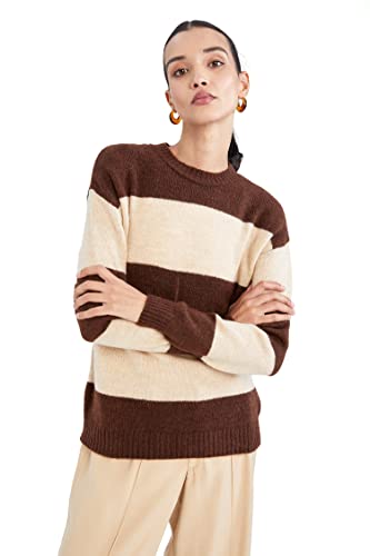 DeFacto Pullover Normal Passform für Damen - Rollkragenpullover Pulli für Oberteile Damen Brown,XXL von DeFacto