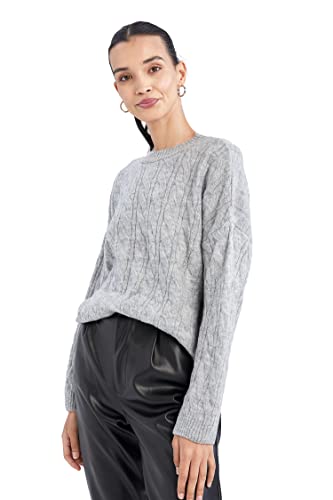 DeFacto Pullover Normal Passform für Damen - Rollkragenpullover Pulli für Oberteile Damen Grey Melange,XXL von DeFacto