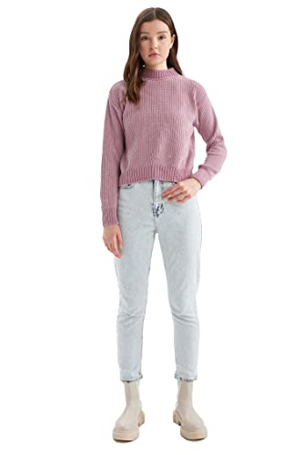 DeFacto Pullover Normal Passform für Damen - Rollkragenpullover Pulli für Oberteile Damen LT.PINK,3XL von DeFacto