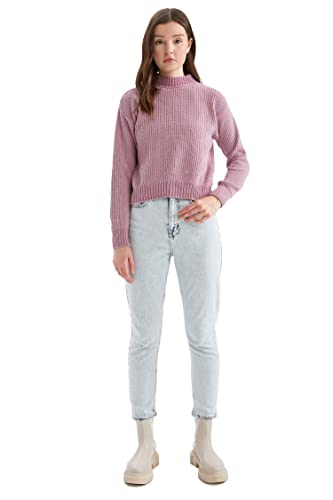 DeFacto Pullover Normal Passform für Damen - Rollkragenpullover Pulli für Oberteile Damen LT.PINK,XS von DeFacto