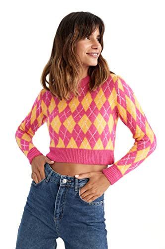 DeFacto Pullover Normal Passform für Damen - Rollkragenpullover Pulli für Oberteile Damen PINK,M von DeFacto