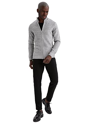 DeFacto Strickjacke Normal Passform für Herren Cardigan für Oberteile Herren Grey Melange,M von DeFacto