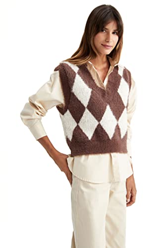 DeFacto Westen für Damen Sweater für Damen Brown,XS von DeFacto