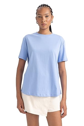 DeFacto Women's B0642AX T-Shirt, LT.Blue, XXL von DeFacto