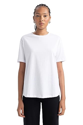 DeFacto Women's B0642AX T-Shirt, White, Small von DeFacto