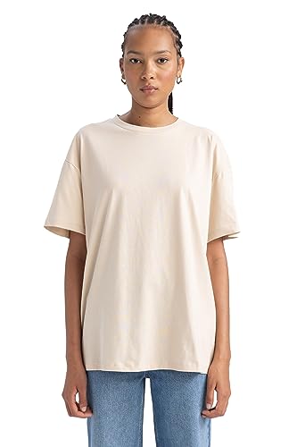 DeFacto Women's B0648AX T-Shirt, LT.BEIGE, X-Large von DeFacto