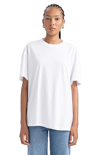 DeFacto Women's B0648AX T-Shirt, White, X-Large von DeFacto