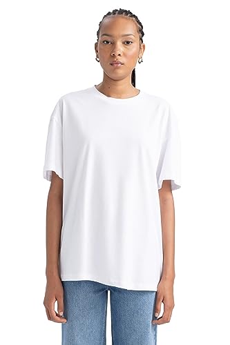 DeFacto Women's B0648AX T-Shirt, White, XXL von DeFacto
