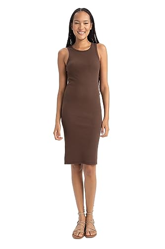 DeFacto Women's B0657AX Casual Dress, LT.Brown, Large von DeFacto