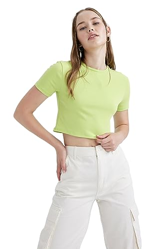 DeFacto Women's B0688AX T-Shirt, LT.Green, M von DeFacto