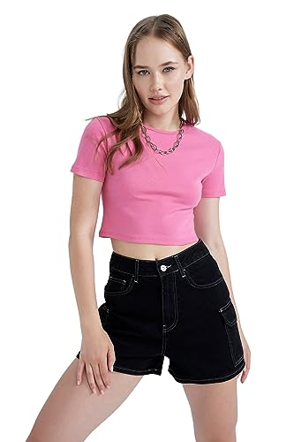 DeFacto Women's B0688AX T-Shirt, PINK, XS von DeFacto