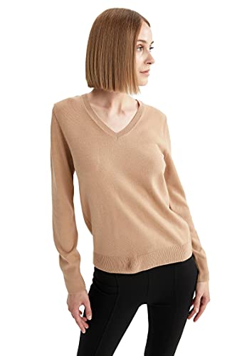 DeFacto Women's F7088AZ Pullover Sweater, Camel, 3XL von DeFacto